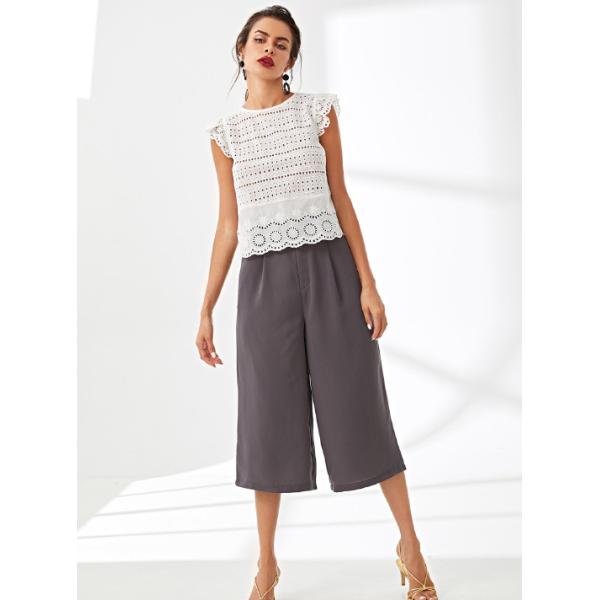 Summer latest women white blouse styles with petal sleeve