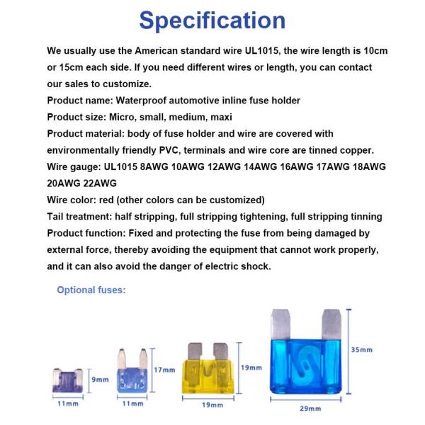 8 10 Gauge Auto Commercial Vehicle Waterproof ATO ATC Maxi Standard Mini Inline In-line Blade Fuse Holder