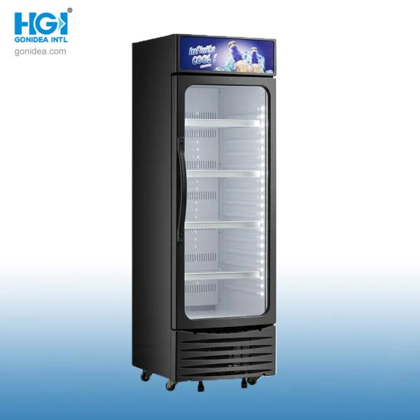 220 - 240V Upright Showcase Cooler With Power Supply 310L Beverage Display Chiller