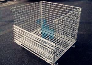 China Galvanized Finish Logistic Wire Mesh Cages / Folding storage cage wholesale