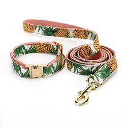 Custom Printed Harness Leash Set Pu Leather Dog Collar Leash Set