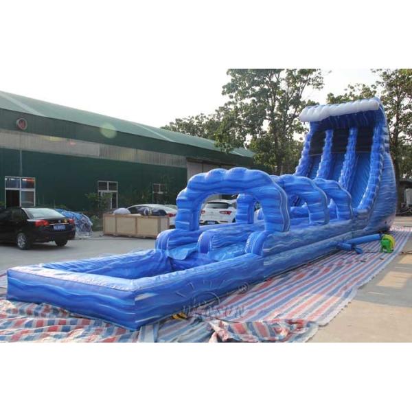 Long Commercial Inflatable Water Slides , Blue Crush Double Lane Water Slide