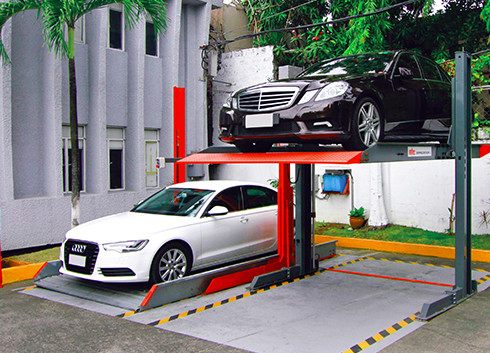2 Level Two Post Residential Car Parking Lifts Vertical Vhicles Storage