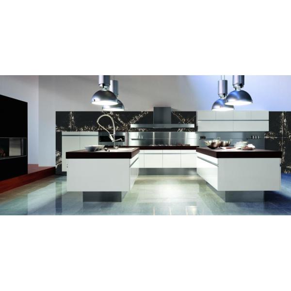 Black Calacata Artificial Quartz Kitchen Countertop With Coherent Pattern Marble looking