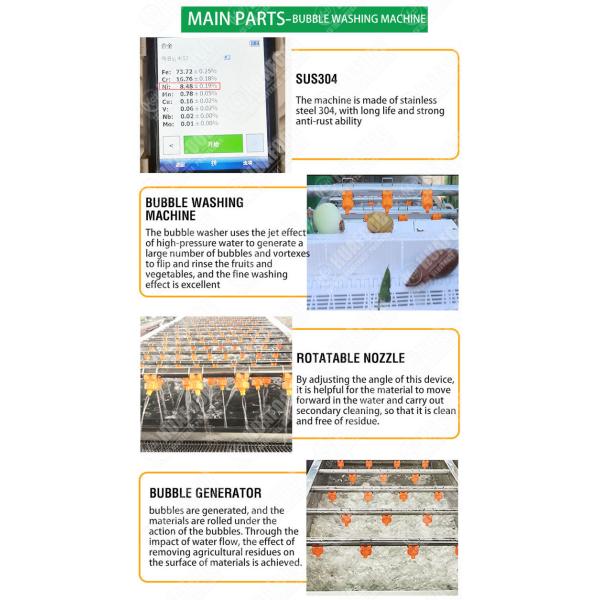 5.1KW 380v 50hz 1500kg/H Vegetable Cleaning Machine