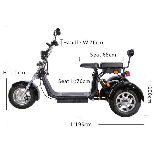 Adult 2000w 3 Wheel Fat Tire Electric Scooter With Seat For Adults 12AH 20AH 40AH