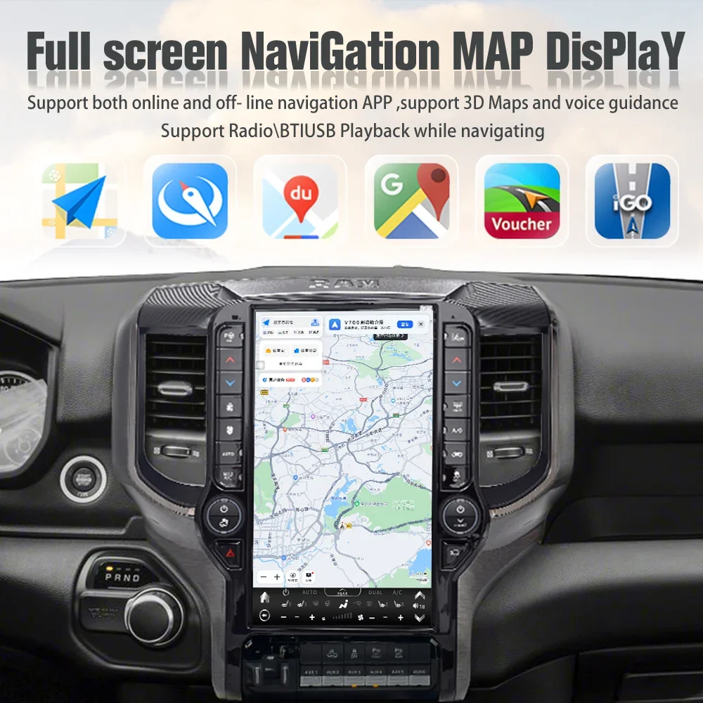 VIKNAV 13.6 Inch Car Radio for Dodge Ram 1500 (2019-2024) Aftermarket Stereo Carplay Android Head Unit