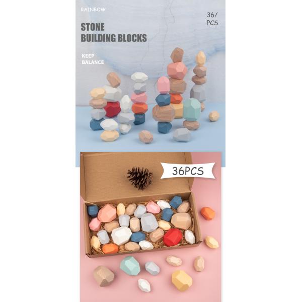 Jenga 14cm Rock Wooden Building Blocks Set Wooden Stacking Blocks Balancing Toy