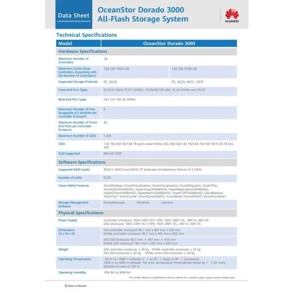 SAS Network Storage Huawei GPU Server Oceanstor Dorado 3000 V6 All Flash
