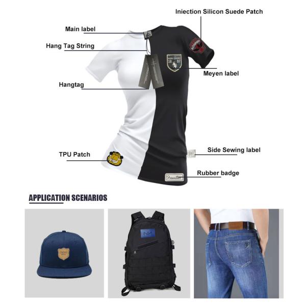 3D Logo Embossed Motif Rubber Patches PVC Badges For Sewing Clothing