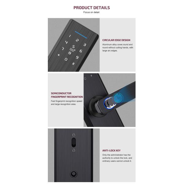 Home Security Fingerprint Smart Door Lock Wifi Password Card Tuya Hotel Smart Lock