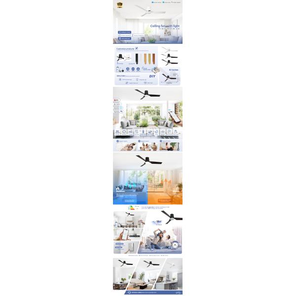 Manufacture Fan Low Profile Dimmable Led Ceiling Fan With ABS Blade Black