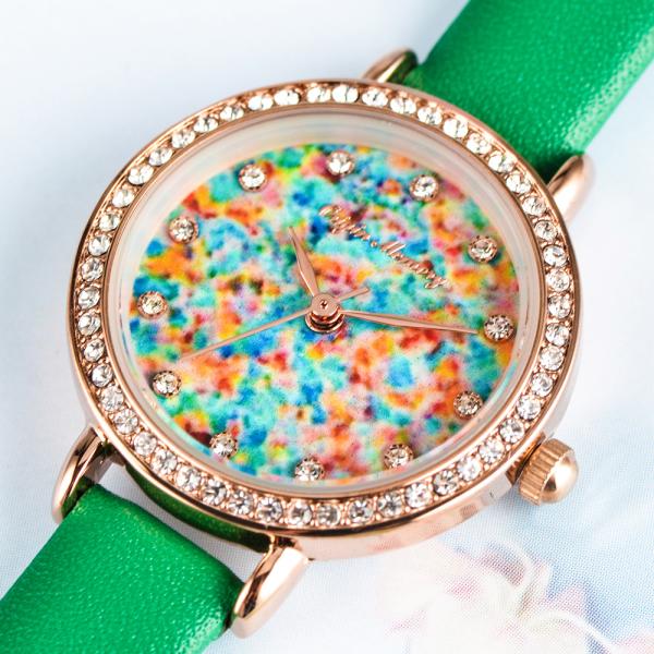 Green 3ATM Ladies Wrist Watch Leather Strap