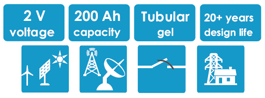 200AH Tubular Gel Valve Regulated Sealed Battery For Cyclic Standby Application