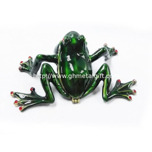Bejewelled Home decoration Alloy Hand painted crystal Frog metal trinket box