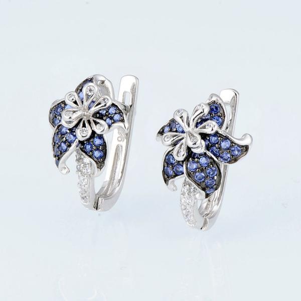925 Sterling Silver Hoop Earrings Cubic Zirconia Flower Shape Hoop Earrings for Women and Girl