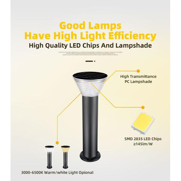 Pillar 60cm Solar Lawn Lights 5m2 - 10m2 Minimalist Style 6400mAh