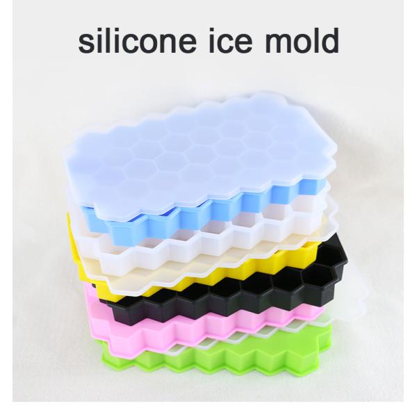 PVC Free Soft Rubber Ice Cube Tray With Lid Honeycomb Shape OEM