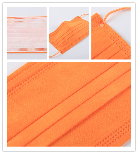 EN14683 Disposable Orange China Surgical Colorful Medical Face Mask