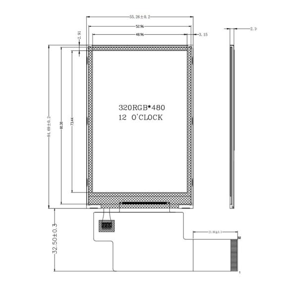 32 Pins 3.5" TFT LCD Display 320x480 HVGA With ILI9488 Driver IC MCU Interface