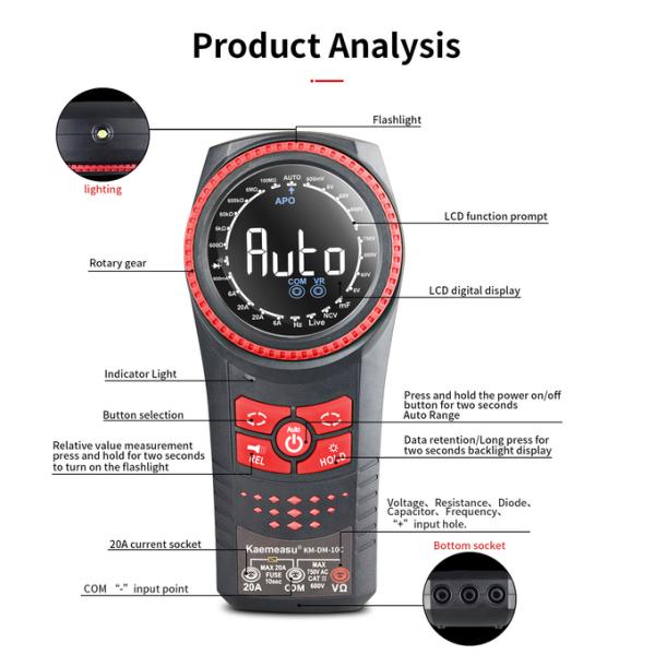 Kaemeasu 10C Auto Range Multimetro Smart Digita Voltage Meters NCV TRMS Diode Test Current Resistance Tester