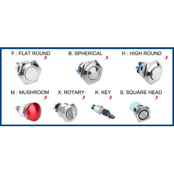 19mm Momentary Push Button Switch Waterproof IP66 5 Pin Terminal