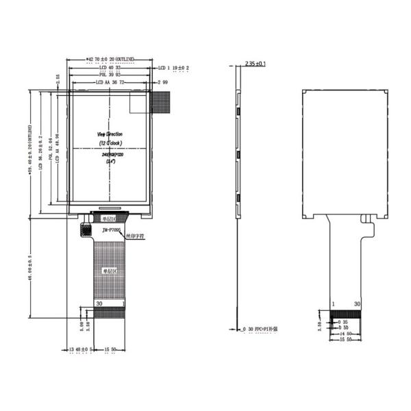 MCU Interface Colour TFT Display 2.4 Inch With DH ST7789V Driver