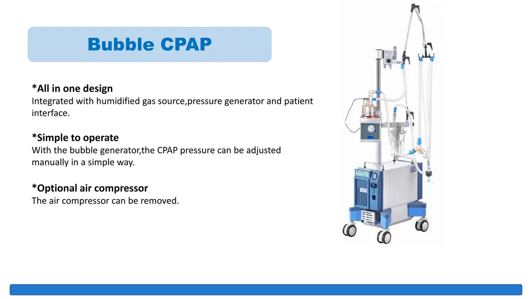 High Frequency Mobile Bubble CPAP with Air Oxygen Blender Neonatal Ventilator