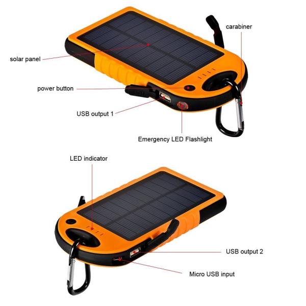 2014 Hot selling ! New style 12000mAh portable waterproof solar charger for Iphone 6