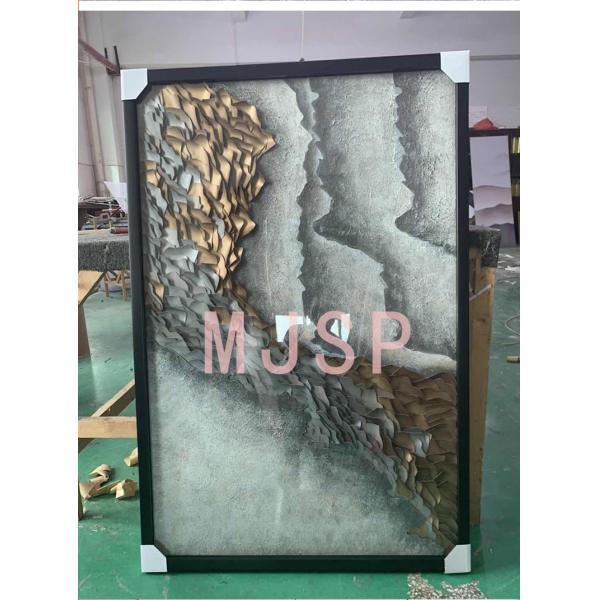 Round Abstract 3D Metal Art Painting Handmade Ink Paintings Wall Arts With Frame