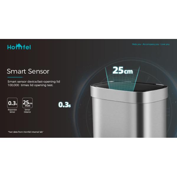 Smart Sensor Automatic 20L 16L Square Touchless Stainless Steel Sensor Trash Bin Intelligent with Batteries Required Yes
