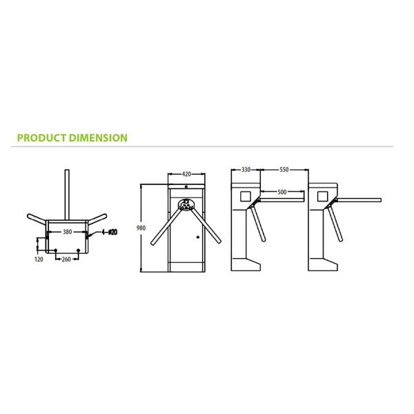 SUS304 Stainless Steel Tripod Turnstiles TR100 Security Barrier Gate
