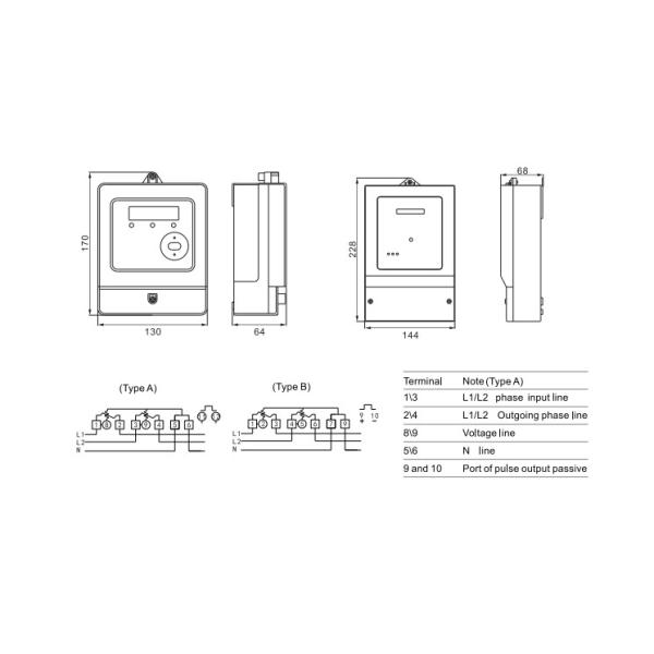 South America DSS5558 Two Phase Three Wire register display electrical energy meter