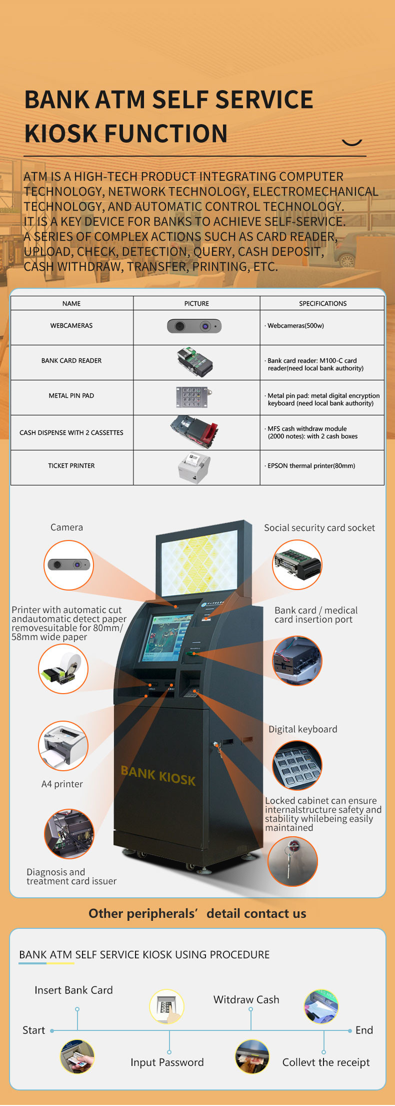 Cash Deposit / acceptor Payment indoor cash machine kiosk Self Service Terminal