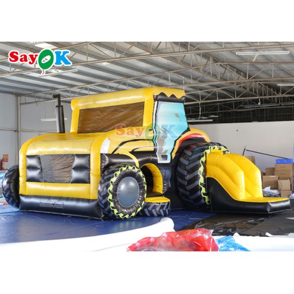Digital Printing Inflatable Tractor Bounce House With Ball Pit Pool Blow Up Bouncer