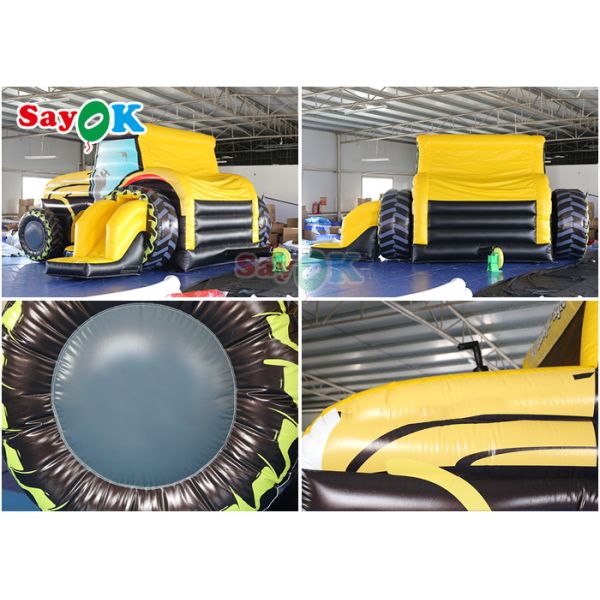 Digital Printing Inflatable Tractor Bounce House With Ball Pit Pool Blow Up Bouncer