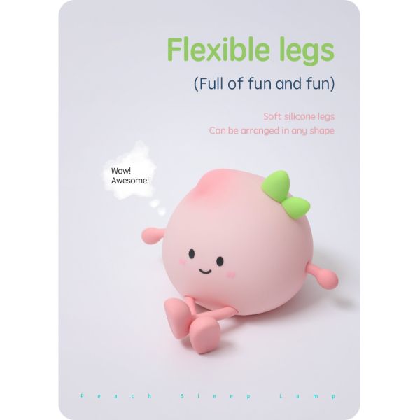 Latest Cute Peach Silicone Night Light Rechargeable Eye Protection Bedside Lamp For Baby Bedroom Colorful Peach Night Lighting