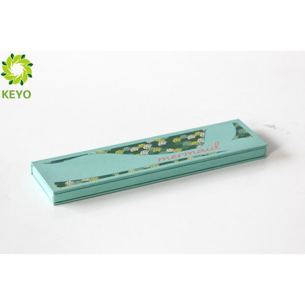 Green Paper Empty Eyeshadow Palette Rectangle 5 Pans Type With Mirror