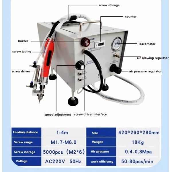Handheld Screw Driver Machine With Auto Screw Feeder For Electronics Screw Assembly