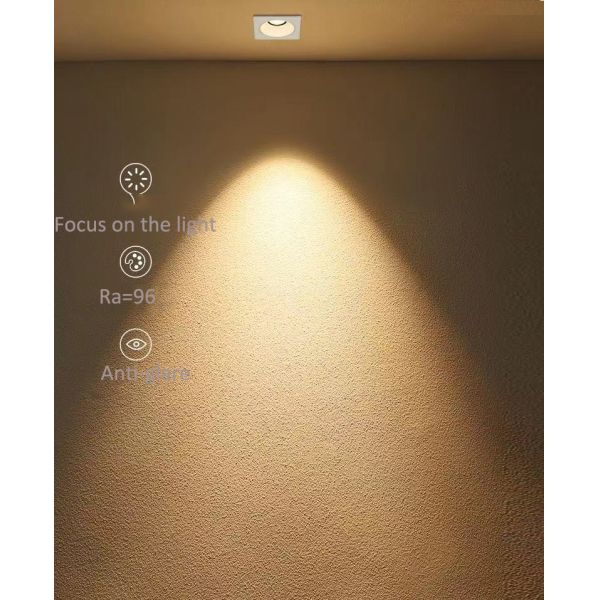 Black Square Recessed Led Downlights 12w Multifunction With Removable Cob