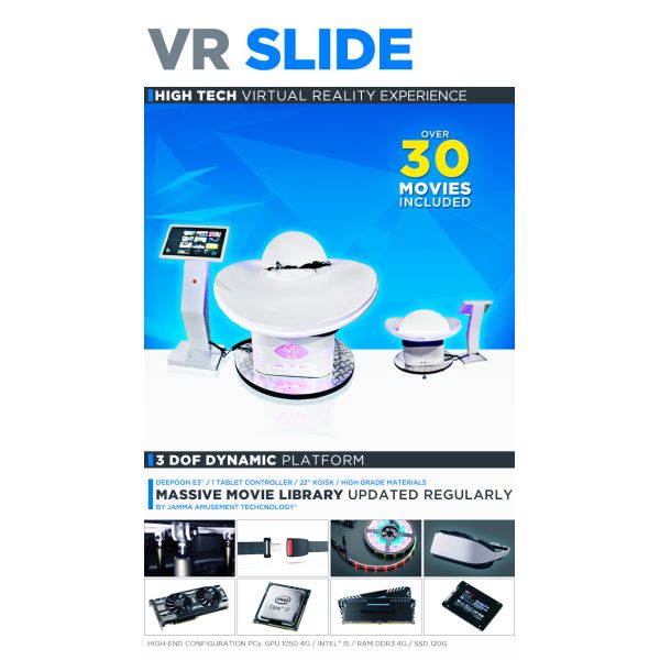 VR Slide 9D Virtual Reality Simulator 360 Vision Simple Interface Customized Color For Adults