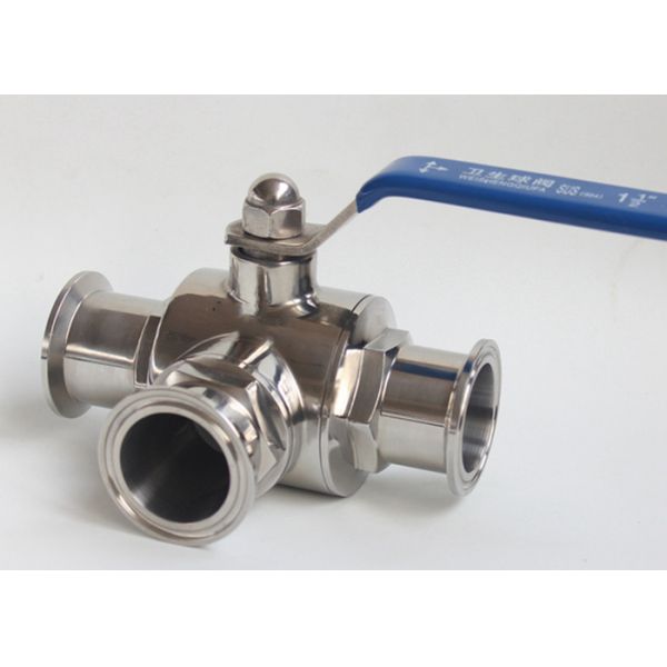 1.5 Inch AISI 304 Stainless Steel Sanitary Valves - 3 Way Ball Valve Tri Clamp
