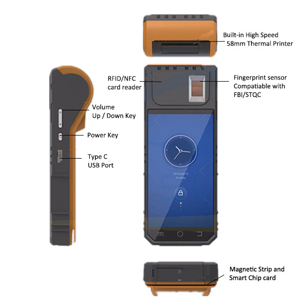 FP09 Android Bass Handheld Portable POS Terminal for Restaurant