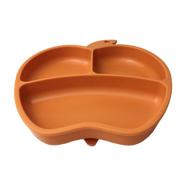 Apple Shape Silicone Baby Tray Custom Suction Feeding Plate Set