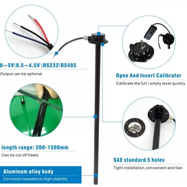 PL332 700mm Capacitive Diesel Fuel Tank Level Probe High Resolution