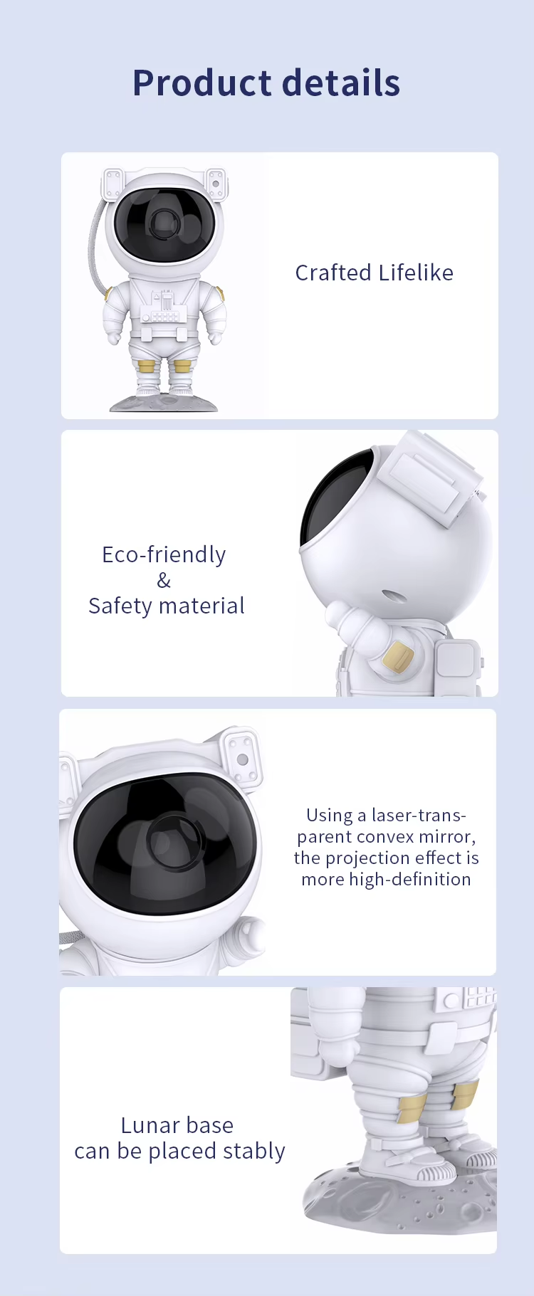 High-Definition Starry Sky Projection LED Night Light with Multi-Scene Illumination and Smart Control Astronaut Projector Lamp