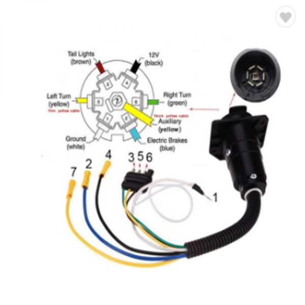 PVC 7 Way Light Plug Wire Harness Assembly Converter Adapter For Car Tow Trailer