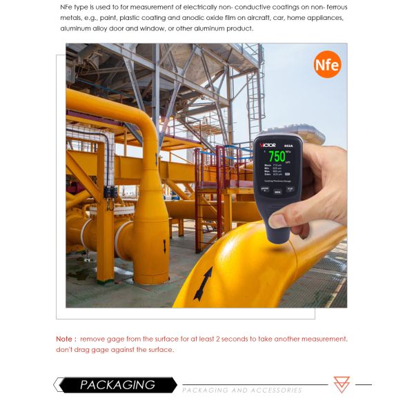 Electronic Thickness Gauge Measure Various Coating Or Plating Measuring Range: 0~1,250μm (0~50mils)