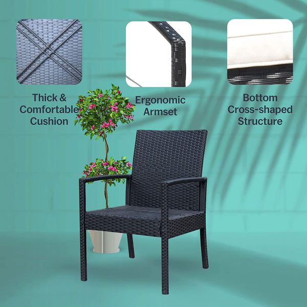 Terrace Balcony Poly Rattan Wicker Bistro Table And Chairs Set