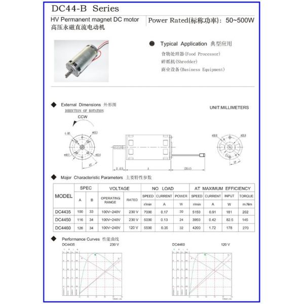 ROHS 170W 230V Permanent DC Motor Brushed For Paper Shredder